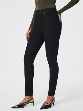 Spanx Black Pull On Jeggings Leggings Skinny Stretch Jeans Size Medium